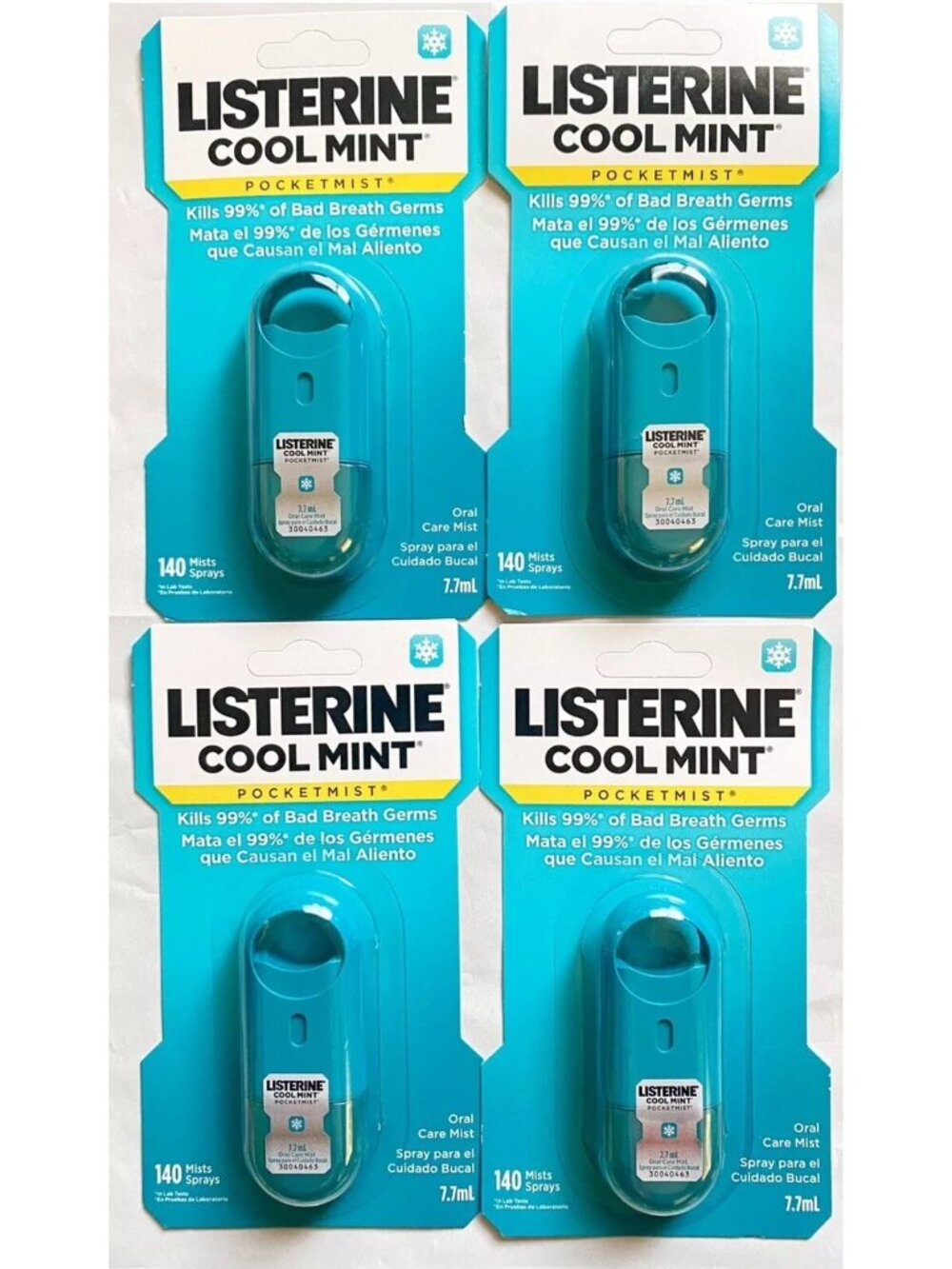Listerine Pocketmist Oral Care Mist Cool Mint 4 Pack 140 Sprays Each